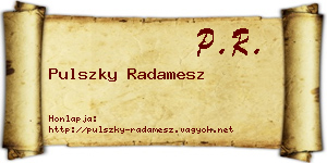 Pulszky Radamesz névjegykártya